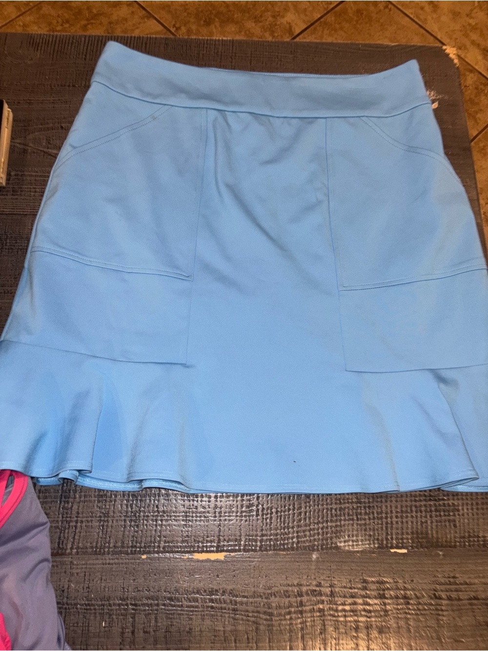 Light Blue Ruffle-Hem Women's Skort